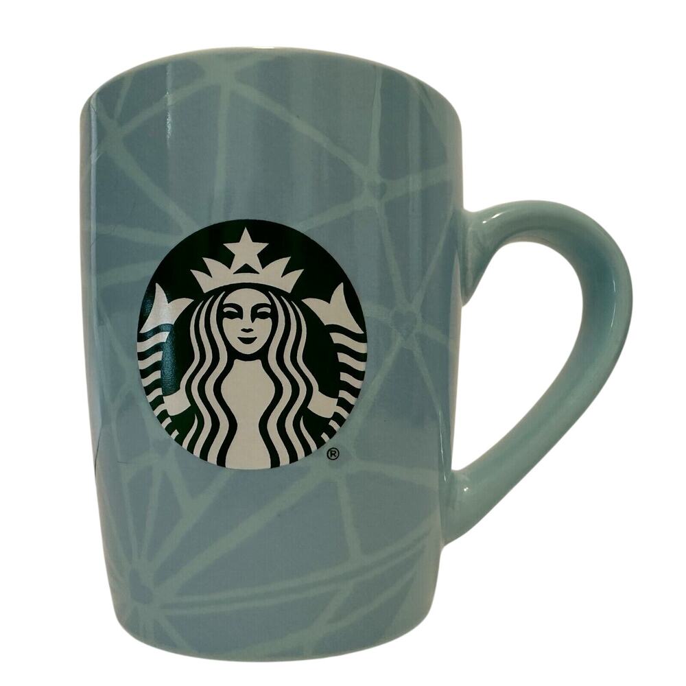 STARBUCKS 2021 Geometric Blue Design w/Siren Logo 10 Oz Ceramic Coffee Cup/Mug